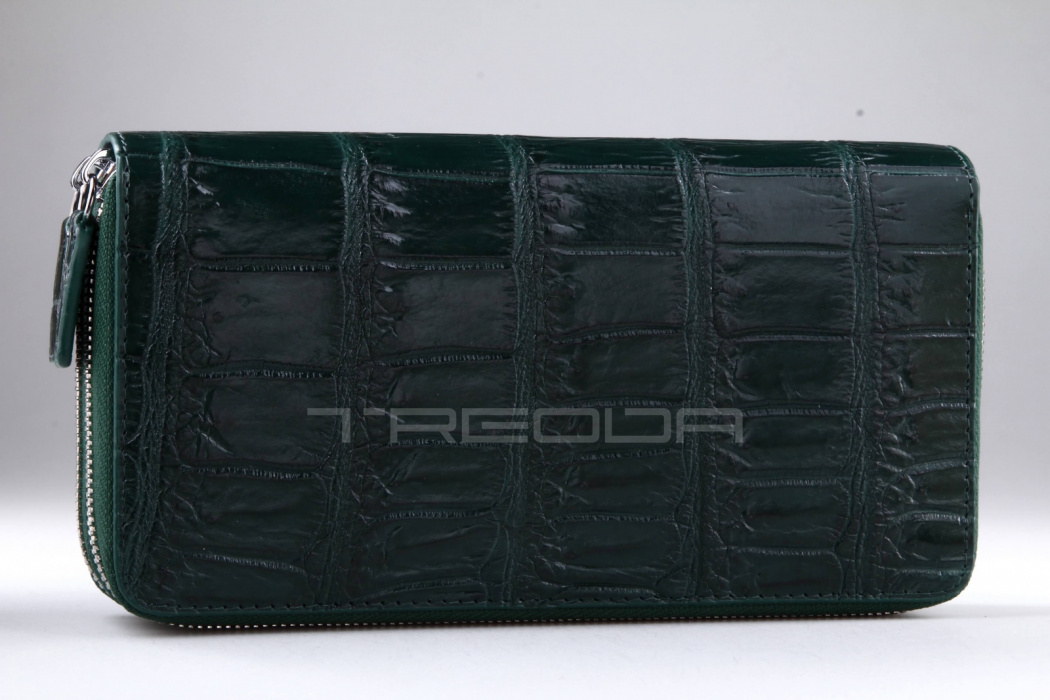 Клатч из кожи крокодила на двух молниях