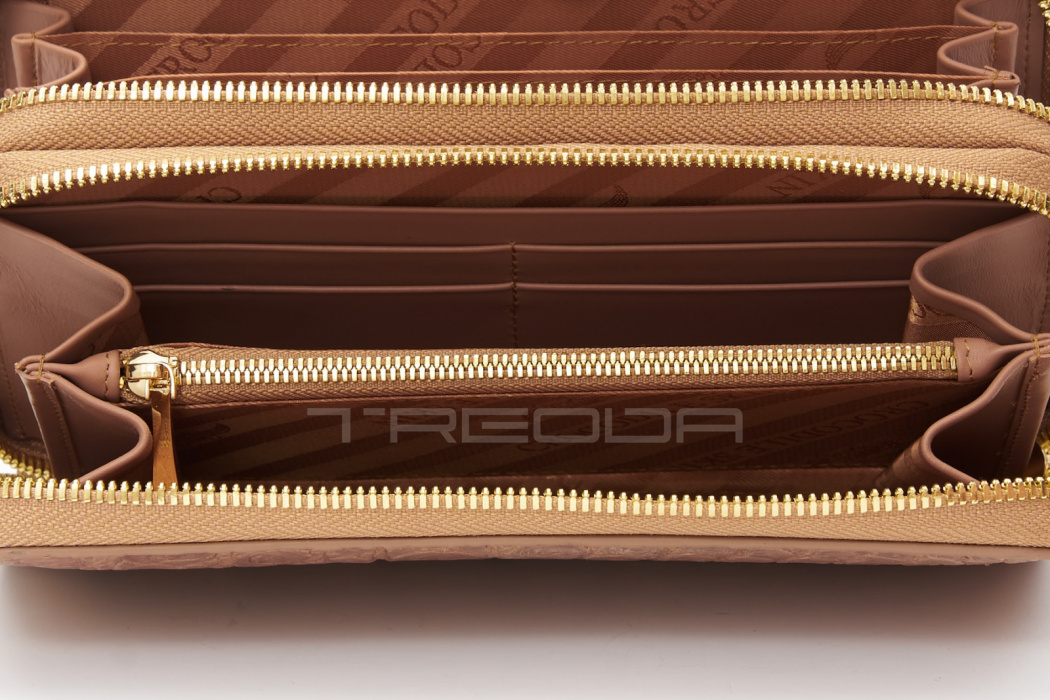 Клатч из кожи крокодила на двух молниях