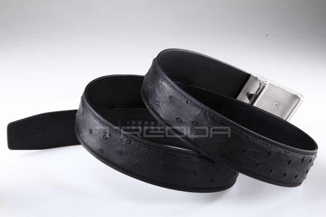 Ремень из кожи страуса Treoda, ширина 3,5 см